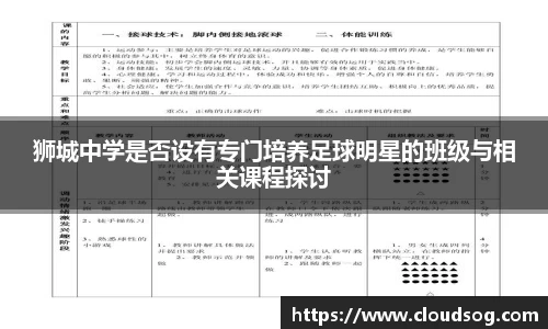 狮城中学是否设有专门培养足球明星的班级与相关课程探讨